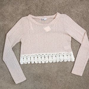NWT‼️ Tan Trendy Crop Long-Sleeve Top